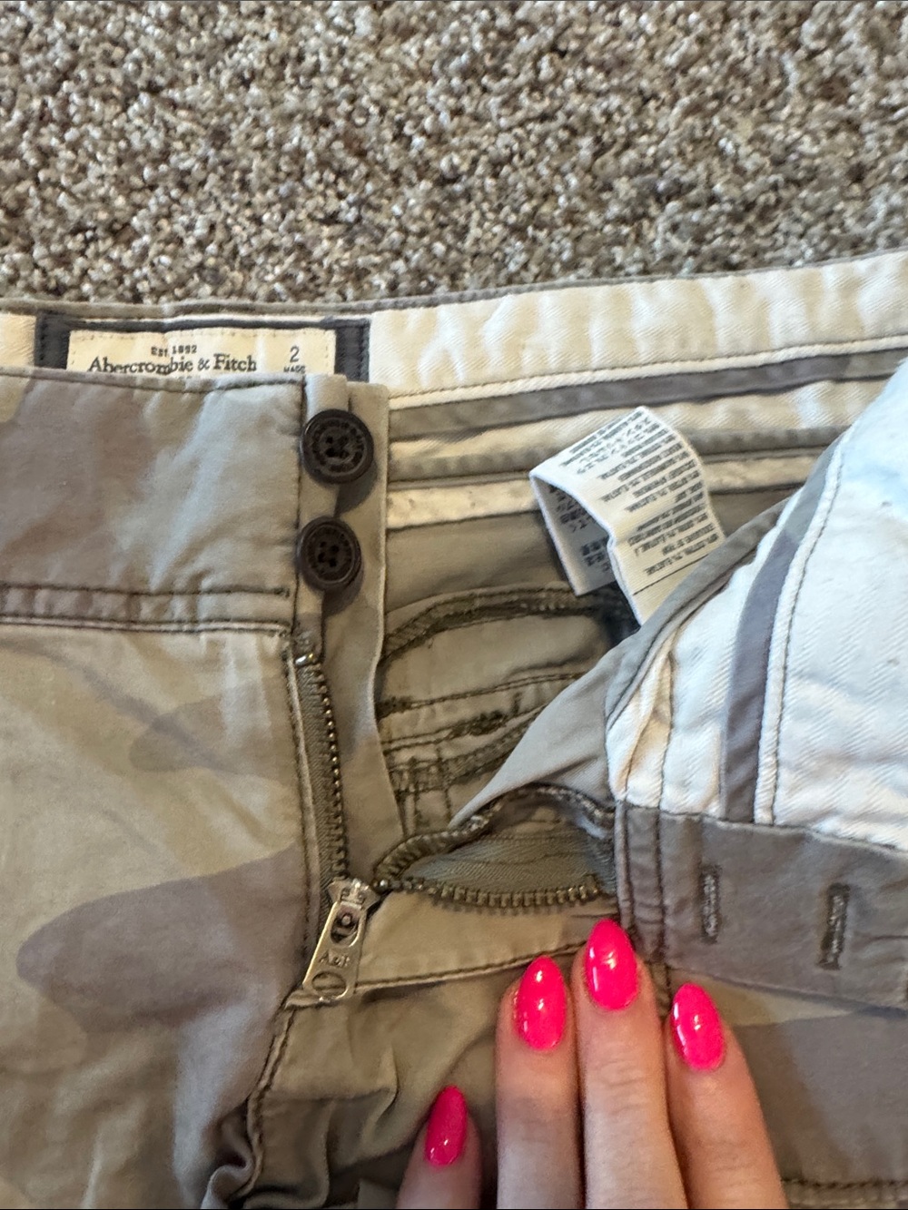 Abercrombie & Fitch Women's Camo Roll-Hem Jean Shorts - Tan/Beige - Picture 4 of 7